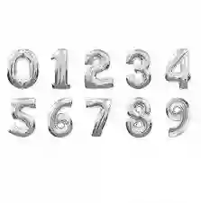 4 Globo Numero Plateado 16"