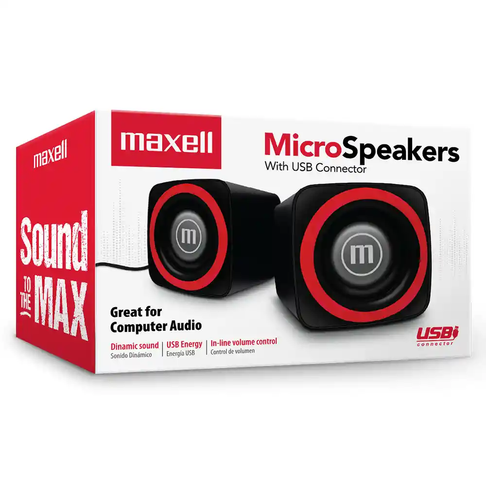 Bocina Maxell Ss-120 Usb Micrófono Stereo Rojo