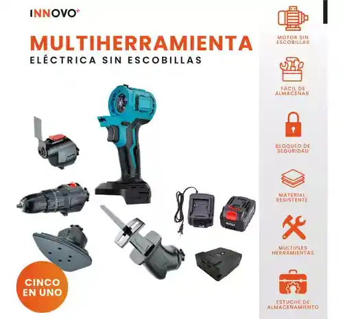 Taladro Multifuncion 5 En 1 Con Estuche Doble Bateria Trabaja Fácil Recargable