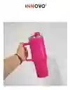 Termo Vaso Conserva Temperatura 1.200ml Acero Inoxidable Innovo Con Pitillo Vaso Portable Rosa Fuerte