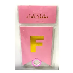 Feston De Feliz Cumpleaños Rosado ( 12x17 )