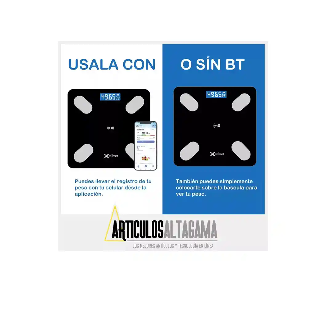 Bascula Bluetooth Pesa Inteligente Marca Xalta Balanza Personal Con Pantalla Digital