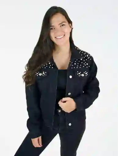 Chaqueta Para Mujer Denim Perlas - The Cheetah Negro S