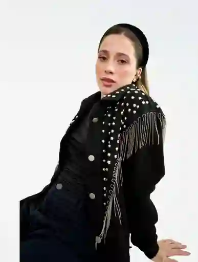 Chaqueta Para Mujer Denim Con Apliques - The Creator Negro U