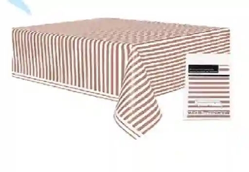 Mantel Plastico Metalizado Color Rosado Con Rayas Blancas De 1.37m X 1.83m