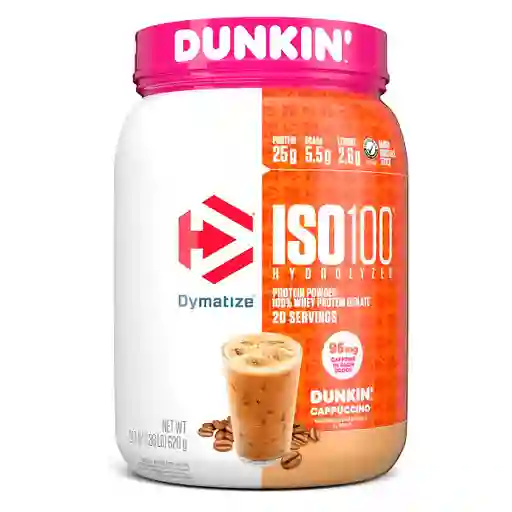 Iso 100 Hidrolizada Sabor Dunkin Cappuccino 1.3lb Dymatize Proteína