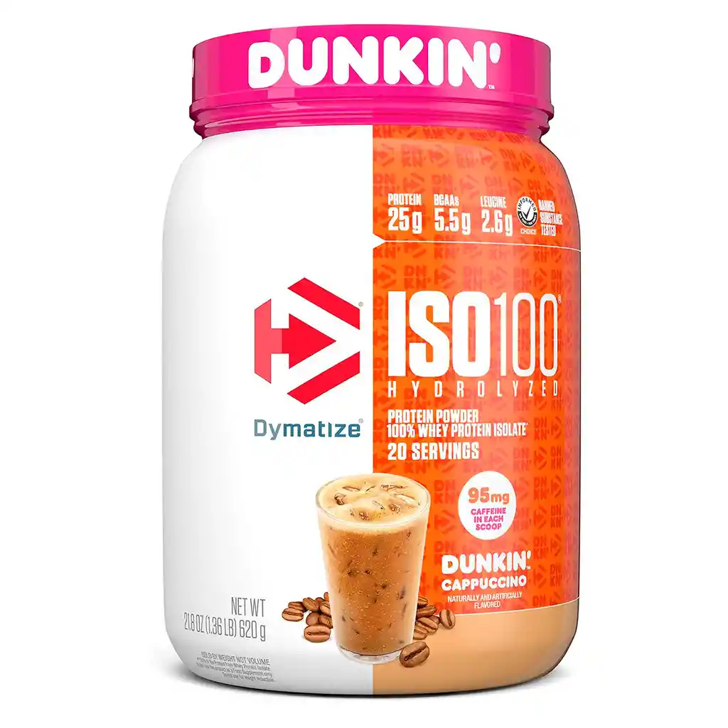Iso 100 Hidrolizada Sabor Dunkin Cappuccino 1.3lb Dymatize Proteína