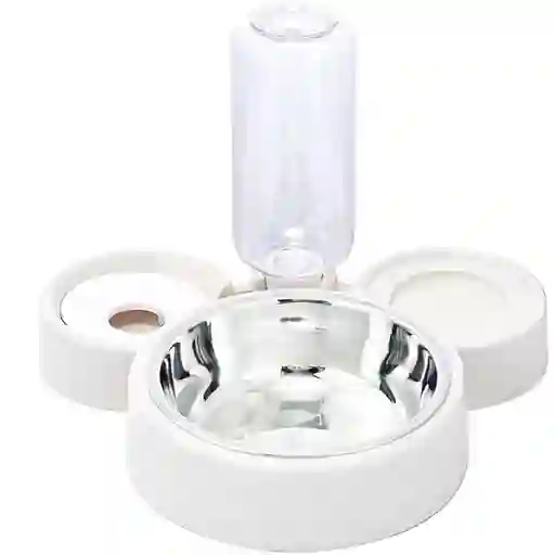 Comedero De Acero Inoxidable Con Botella De Agua