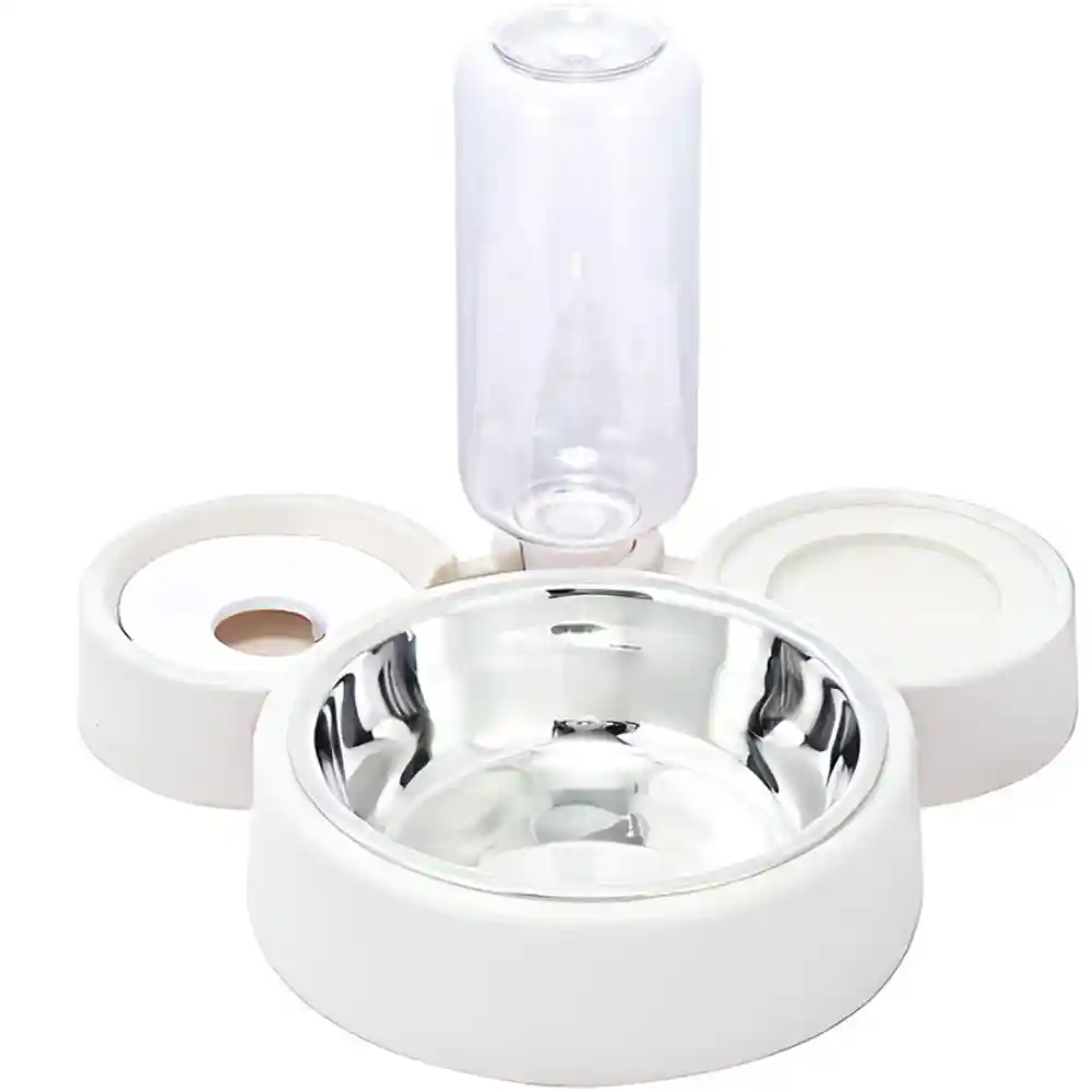 Comedero De Acero Inoxidable Con Botella De Agua