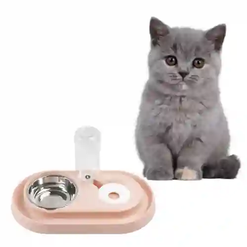 Plato Doble Acero Inoxidable Para Mascotas
