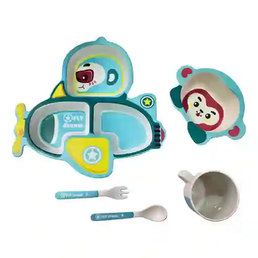 Vajilla Infantil De Fibra De Bambú Monito