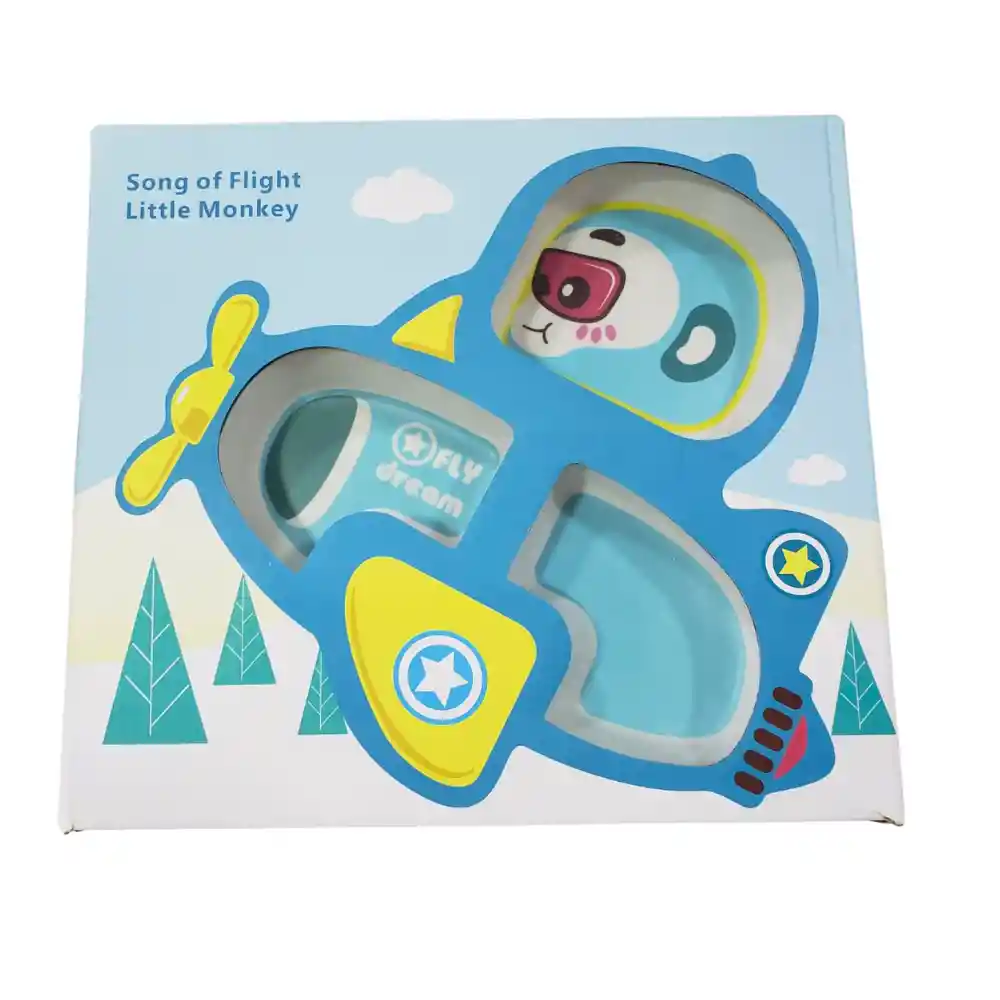 Vajilla Infantil De Fibra De Bambú Monito