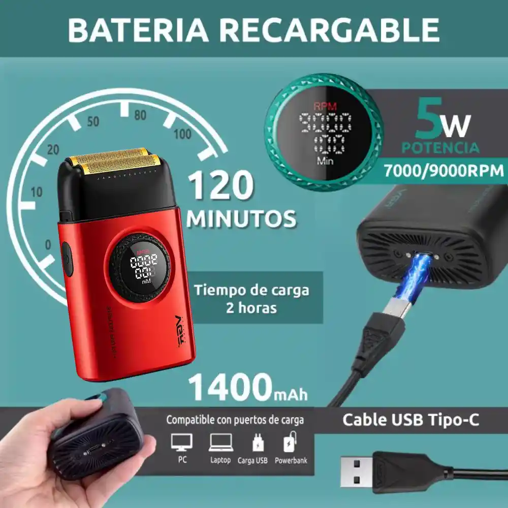 Maquina Rasuradora De Afeitar Shaver Vgr V-377 Roja