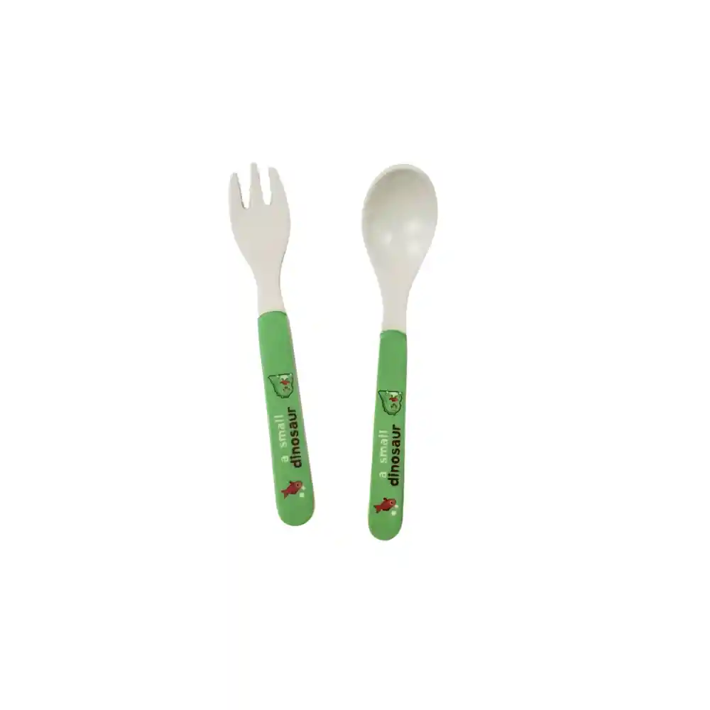 Vajilla Infantil De Fibra De Bambú Dinosaurio Verde