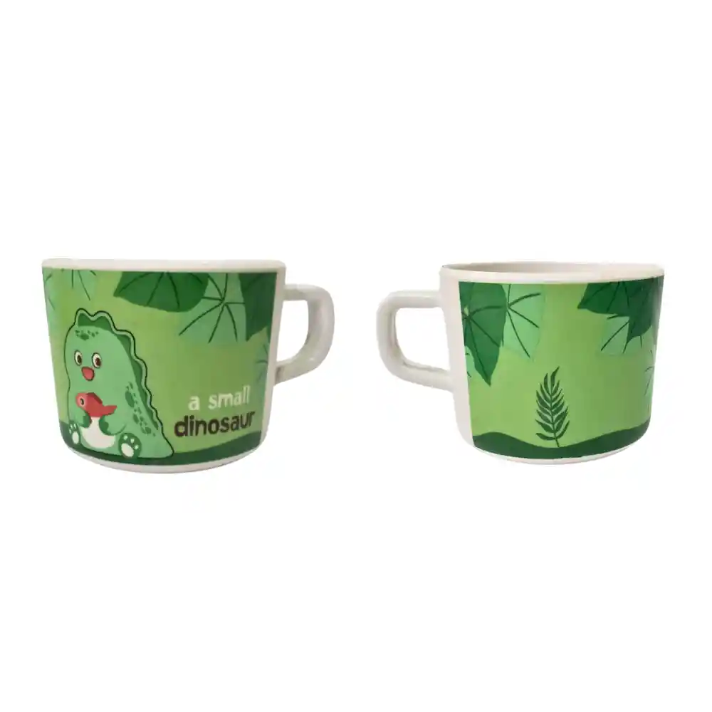 Vajilla Infantil De Fibra De Bambú Dinosaurio Verde