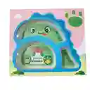 Vajilla Infantil De Fibra De Bambú Dinosaurio Verde