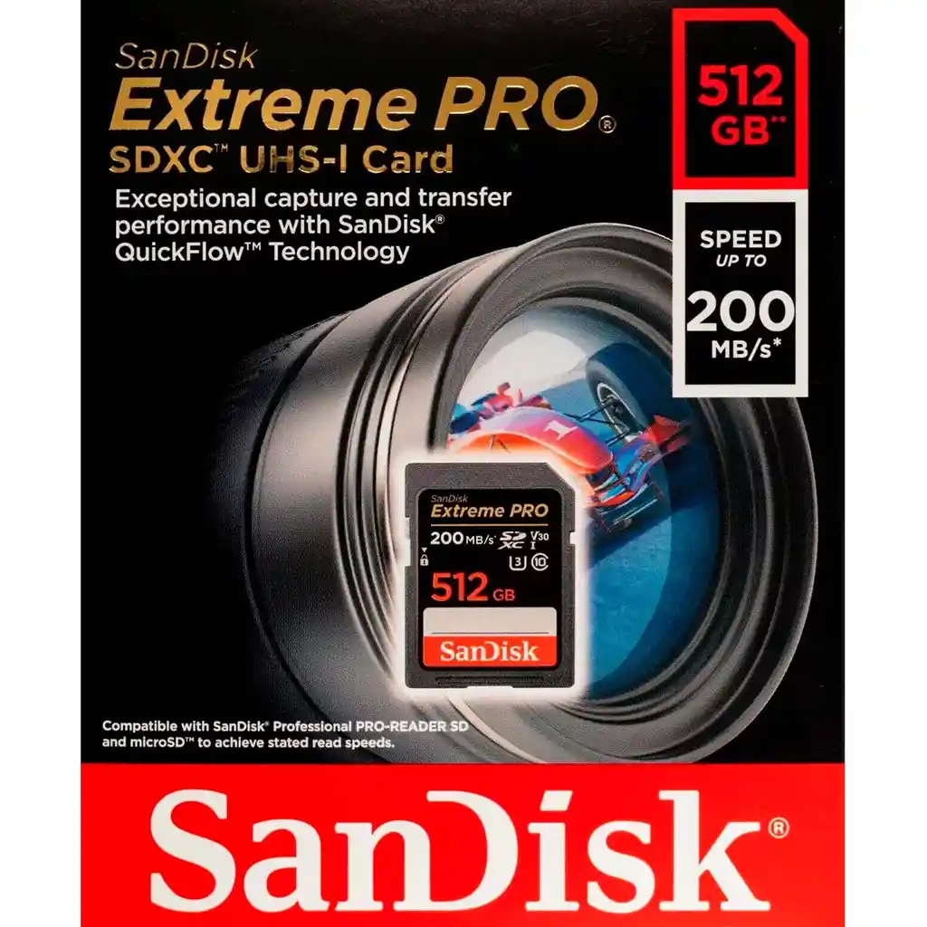 Sd Card 512gb Sandisk Extreme Pro 200mbs