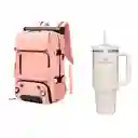 Maleta Bolso Para Pc Laptop Viajero Multifuncional Con Termo Rosa