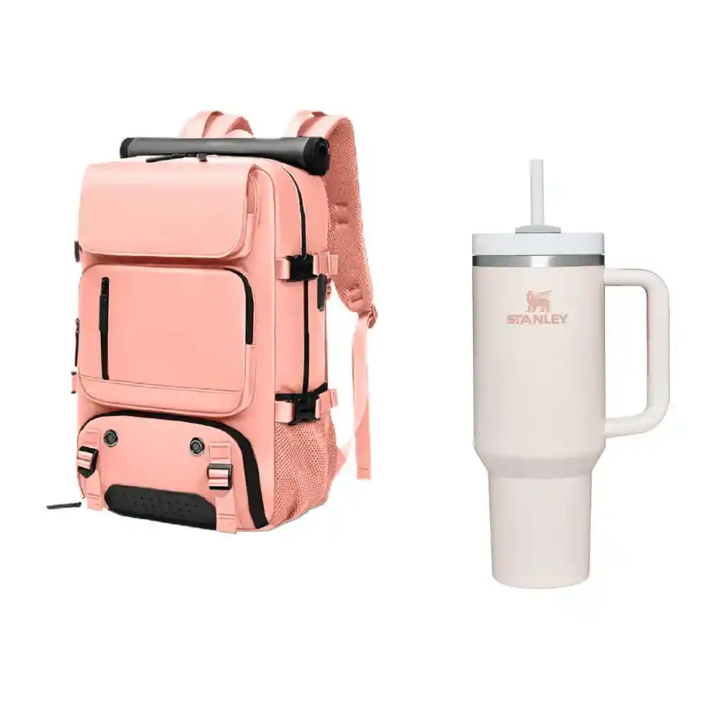 Maleta Bolso Para Pc Laptop Viajero Multifuncional Con Termo Rosa