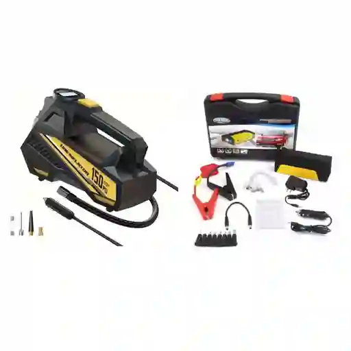 Inflador Compresor De Carro Con Linterna E Iniciador De Batería Kit Desvare Carro