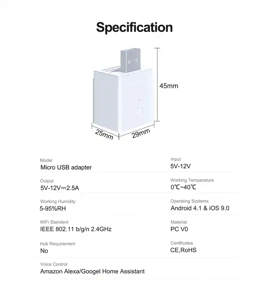Adaptador Usb A Tuya Smart Wifi 5v 2a Adaptador Corriente