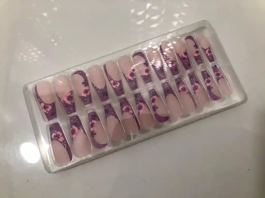 Uñas Postizas Profesionales Decoradas Largas Cuadradas Abs X24unds