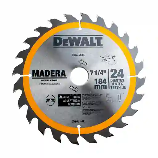 Disco De Sierra De 7-1/4" Y 24 Dientes Para Madera Dewalt Dwa03080