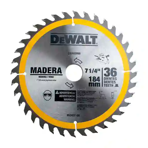 Disco De Sierra De 7-1/4" Y 36 Dientes Para Madera Dewalt Dwa03090