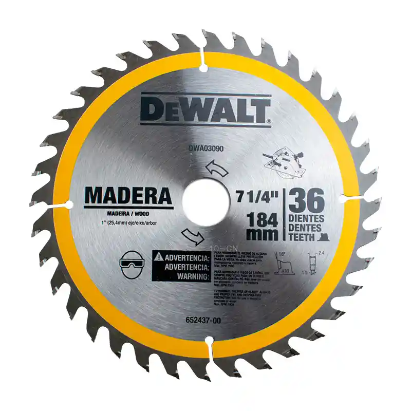 Disco De Sierra De 7-1/4" Y 36 Dientes Para Madera Dewalt Dwa03090
