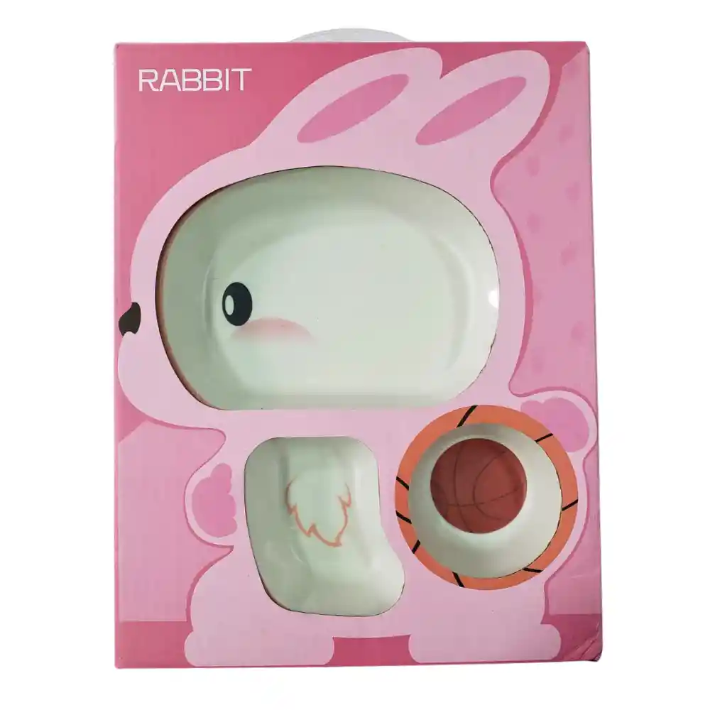 Vajilla Infantil De Fibra De Bambú Conejo