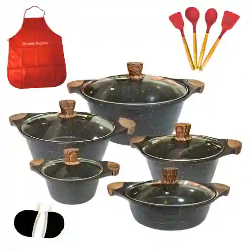 Set Completo De Ollas Antiadherentes Negro