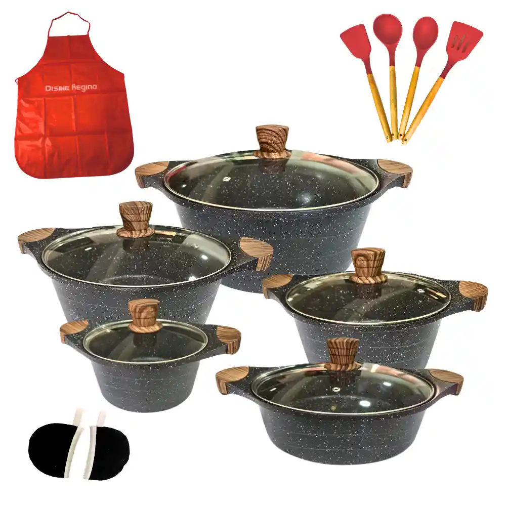 Set Completo De Ollas Antiadherentes Negro