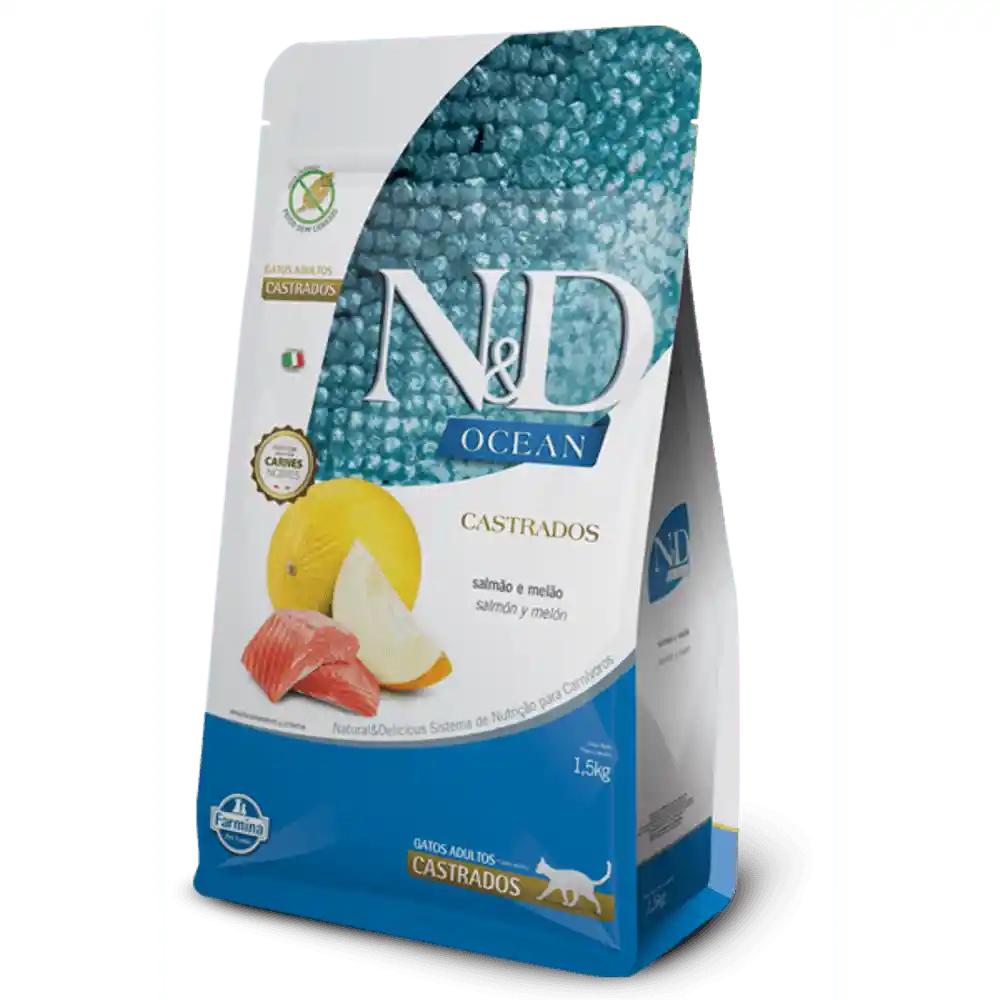 Alimento Seco Nd Ocean Feline Adult Castrado Salmón 1.5kg