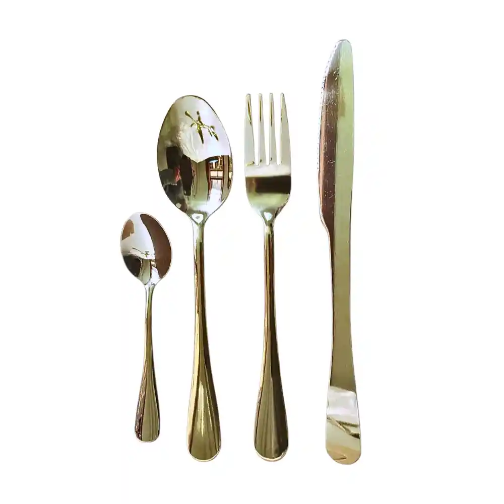 Set De Cubiertos 24 Plateados Piezas Con Soporte Acero Inoxidable