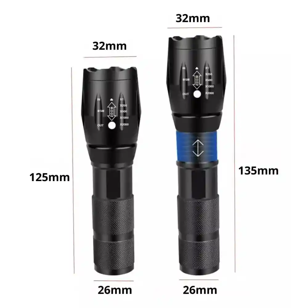 Linterna Luz Led Ultravioleta Uv Recargable Zoom 395nm