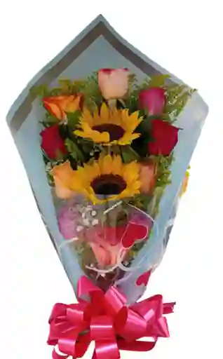 Ramo De Flores Más Chocolate+ Pin Feliz Dia De La Mujer