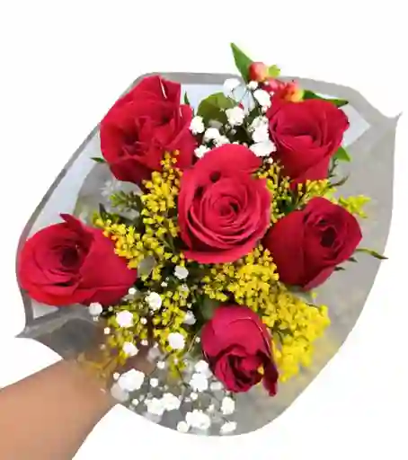 Ramo De Flores Más Chocolate+ Pin Feliz Dia Rosas Rojas