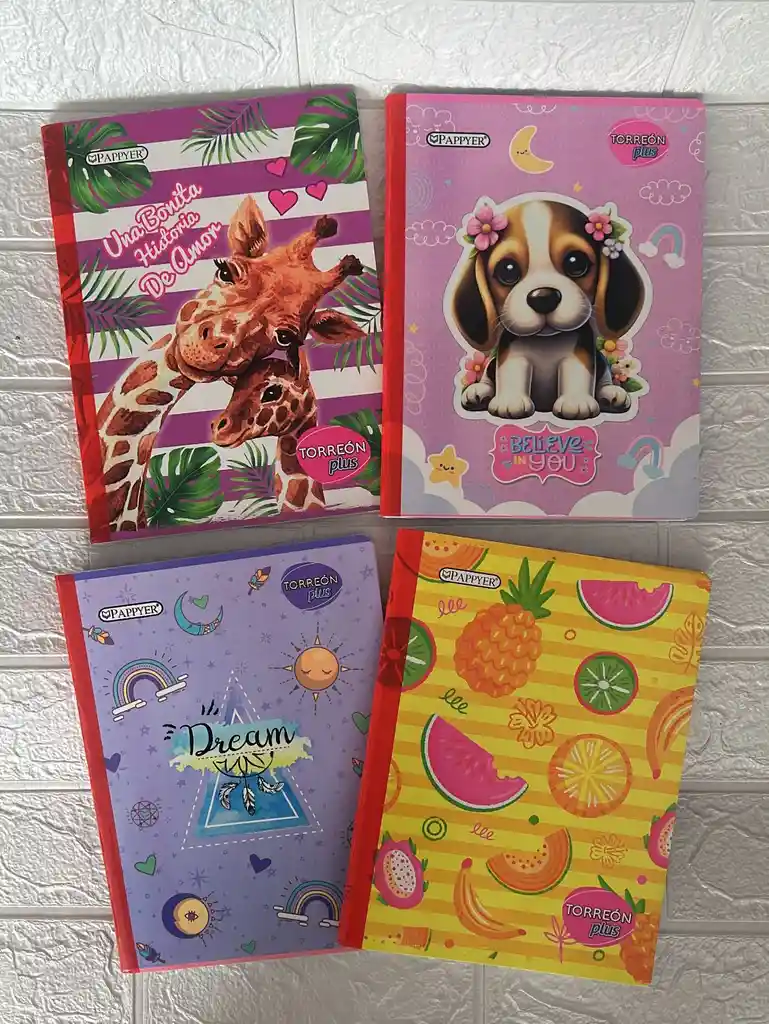 Cuaderno Cocido 100h Cuadros Niña Torreon Con Stickers
