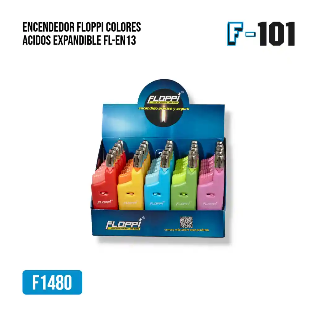 Encendedor Floppi Colores Acidos Expandible Fl-en13
