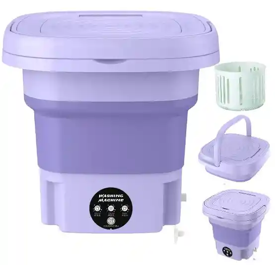 Mini Lavadora Portátil De Ropa Plegable Morado