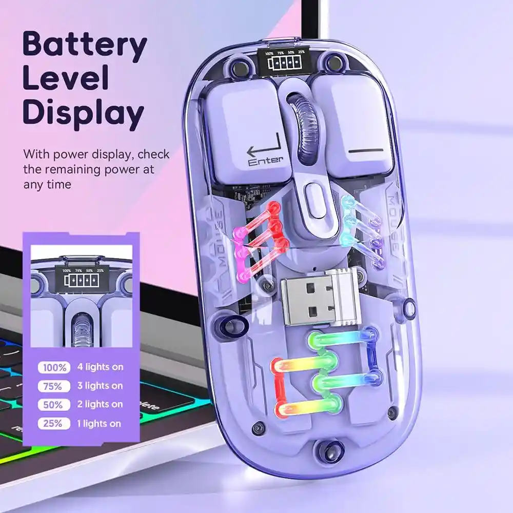 Mouse Dual Inalámbrico Bluetooth Wb112 Morado