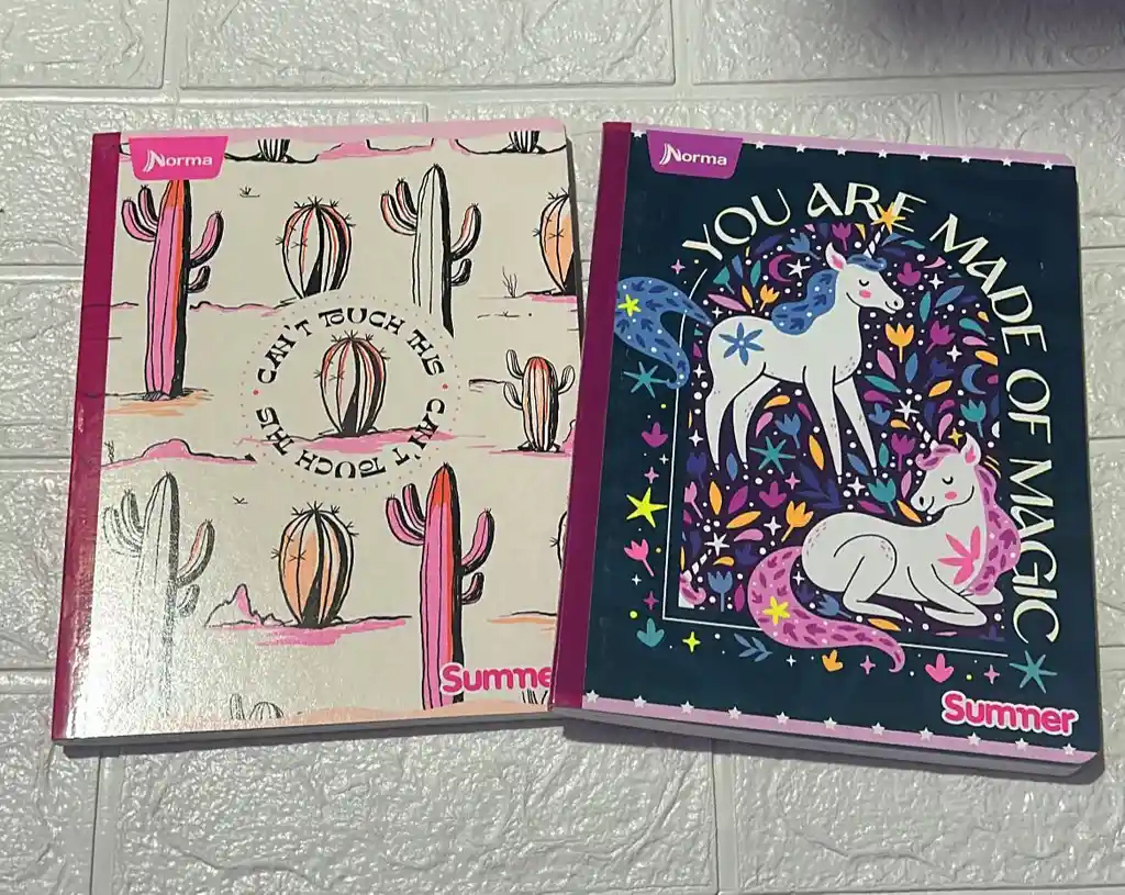 Cuaderno Cocido 100h Cuadros Niña Con Stickers Summer Norma