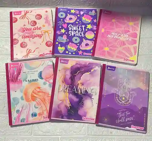 Cuaderno Cocido 100h Cuadros Niña Con Stickers Summer Norma