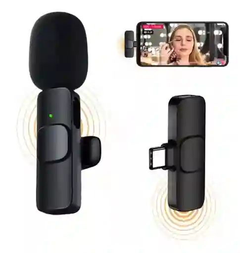 Microfono Corbatero Inalambrico K8 Compatible Con Usb Tipo C Color Negro