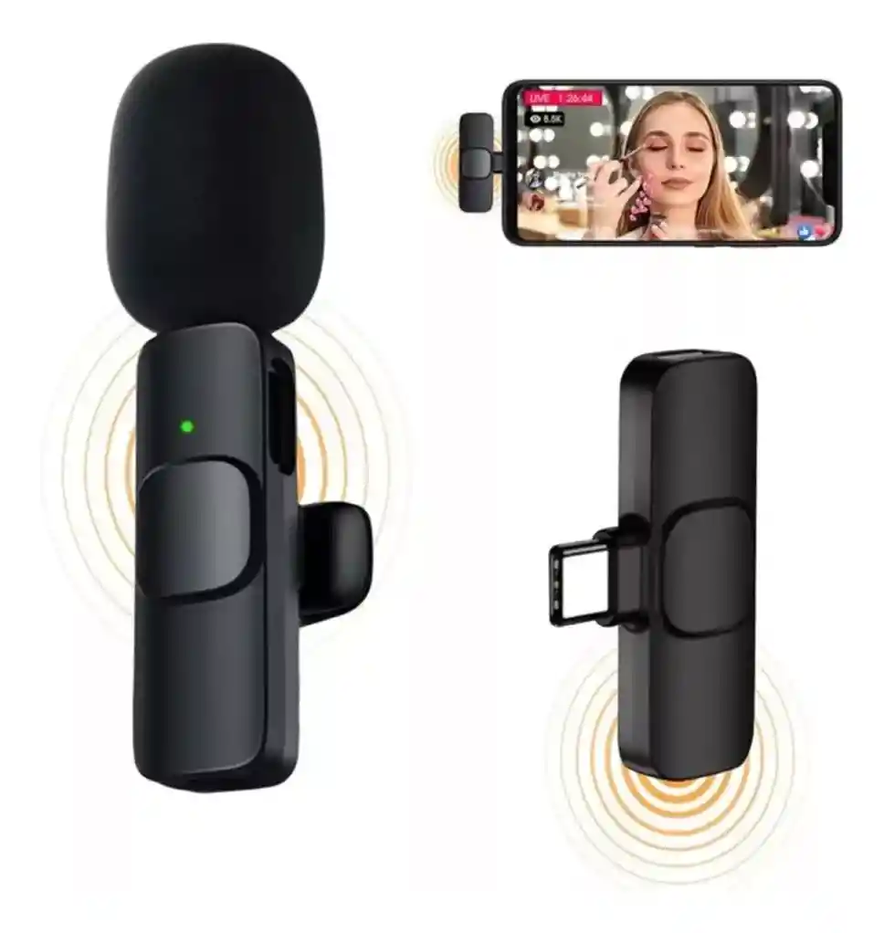 Microfono Corbatero Inalambrico K8 Compatible Con Usb Tipo C Color Negro