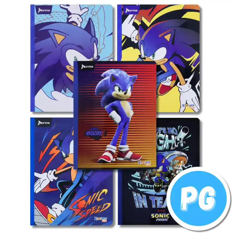 Cuaderno Sonic Norma Cosido 100 Hojas Cuadriculado - Se Envia Un Motivo Aleatorio