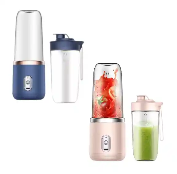 Licuadora Azul Doble Vaso Small Con Cuchillas De Acero Inoxidable