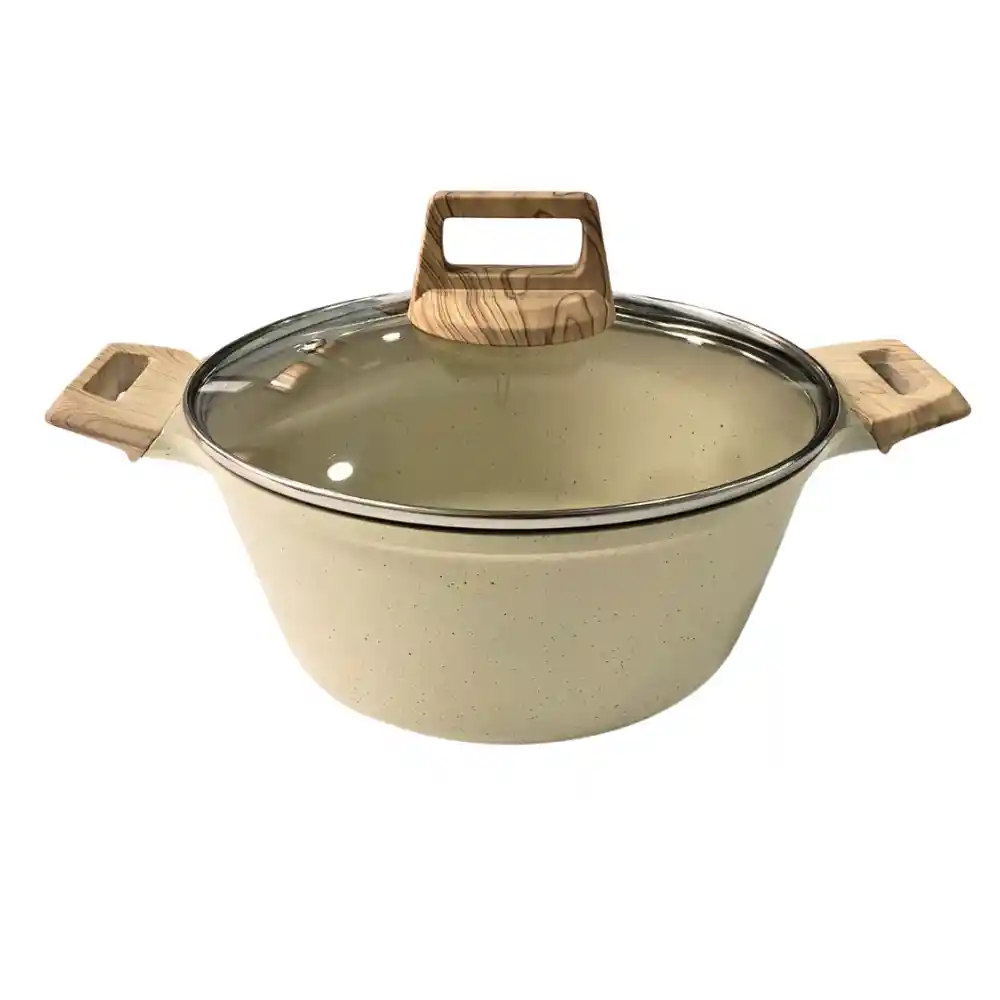 Olla Mediana Antiadherente Revestimiento De Granito Aluminio 24cm