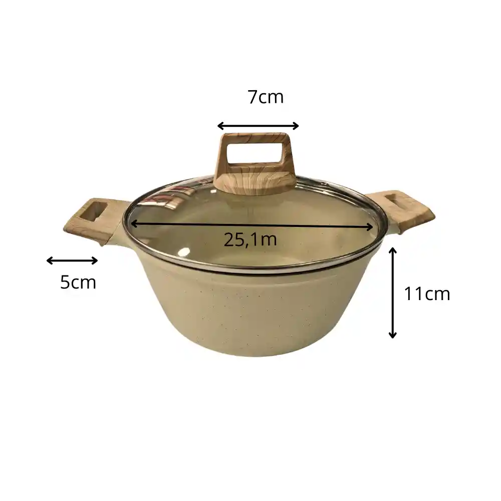 Olla Mediana Antiadherente Revestimiento De Granito Aluminio 24cm