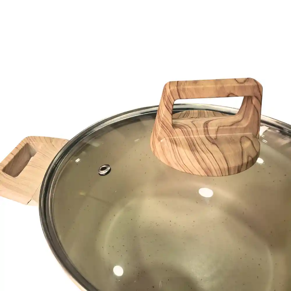 Olla Mediana Antiadherente Revestimiento De Granito Aluminio 24cm